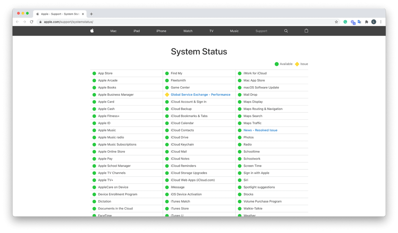 Så kontrollerar du Apples systemstatus