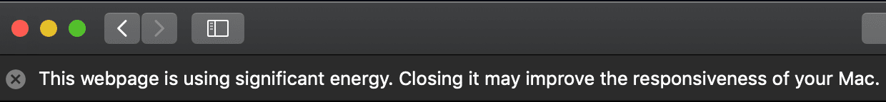 "This webpage is using significant energy" message