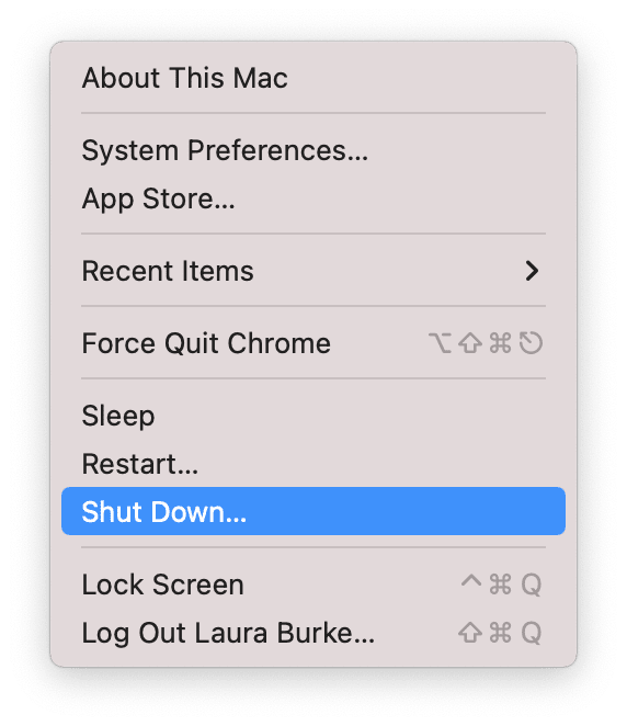 Shutting down Mac