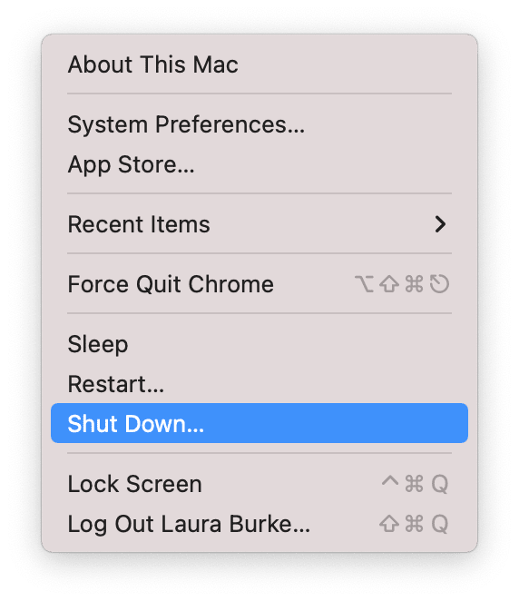 Shutting down Mac