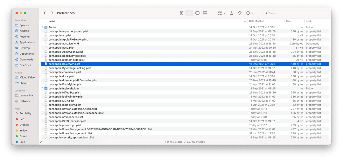 Bluetooth plist file