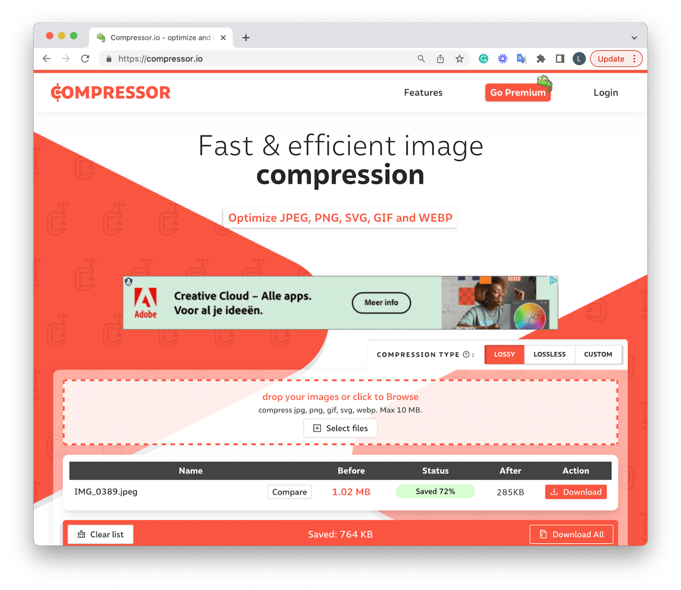 Compressor.io – great online tool for condensing the size of images