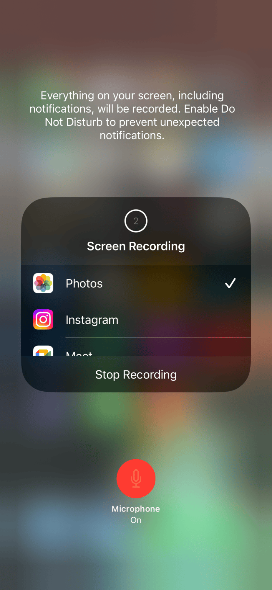 Screen recording with audio on iPhone