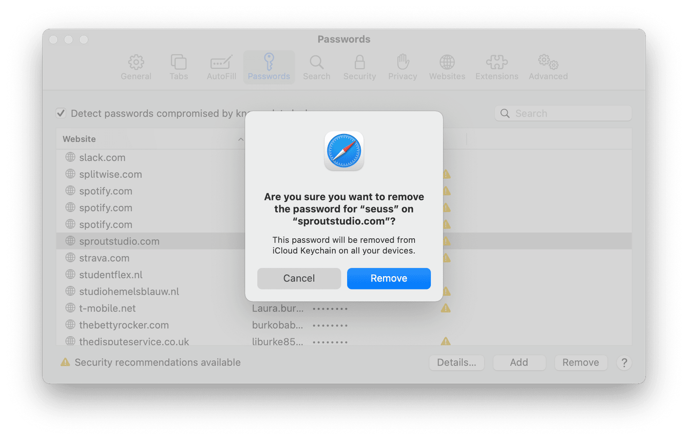 How to clear passwords in Safari