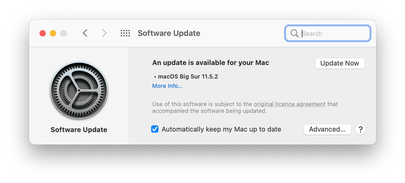 Software update window