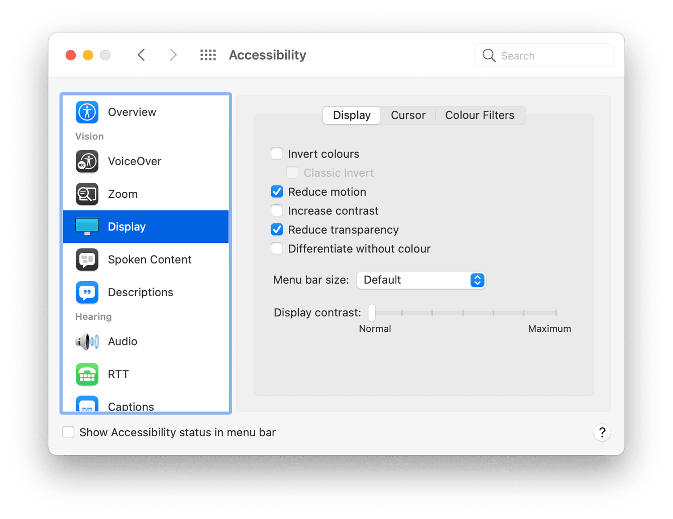 Mac accessibility settings