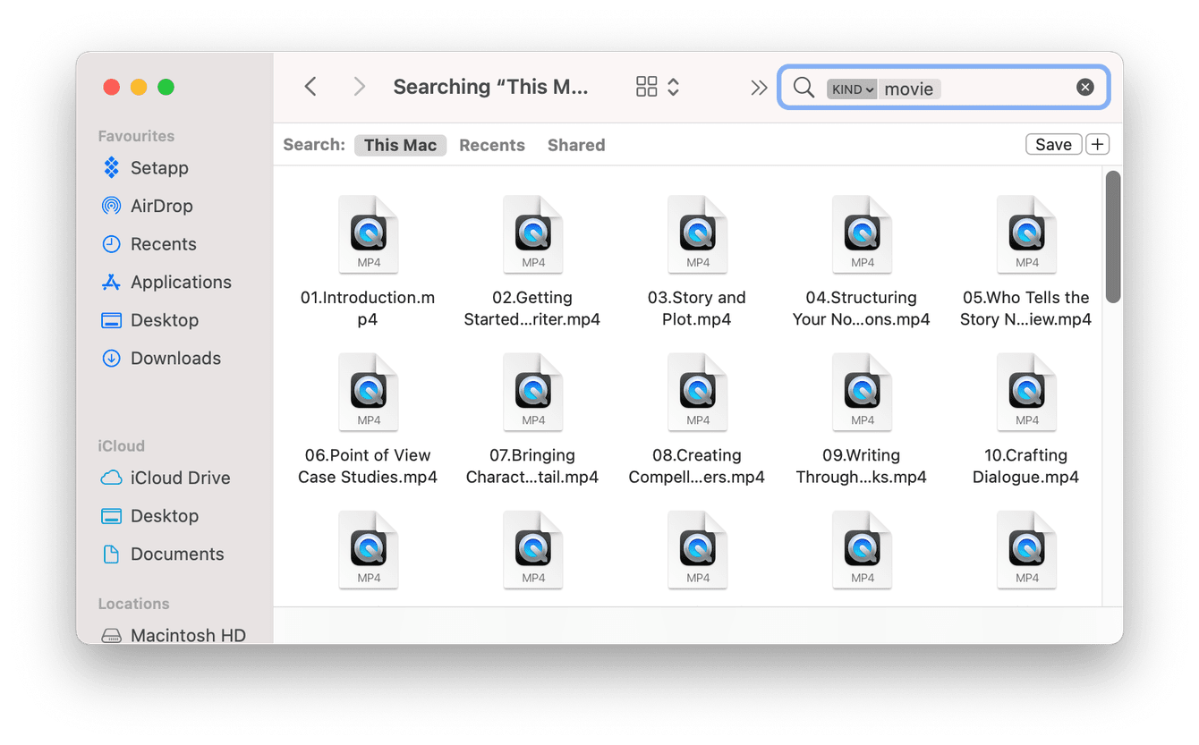 search mac for video files