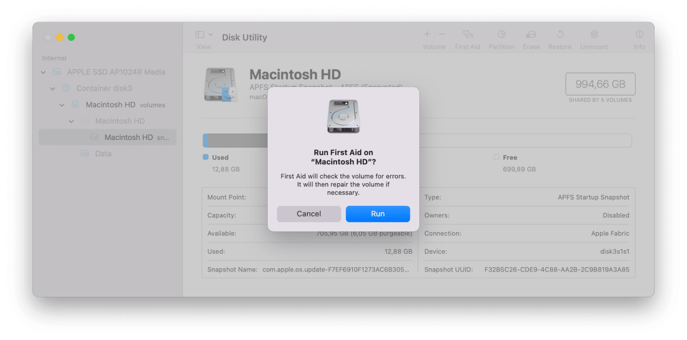 Disk Utility – First Aid feature