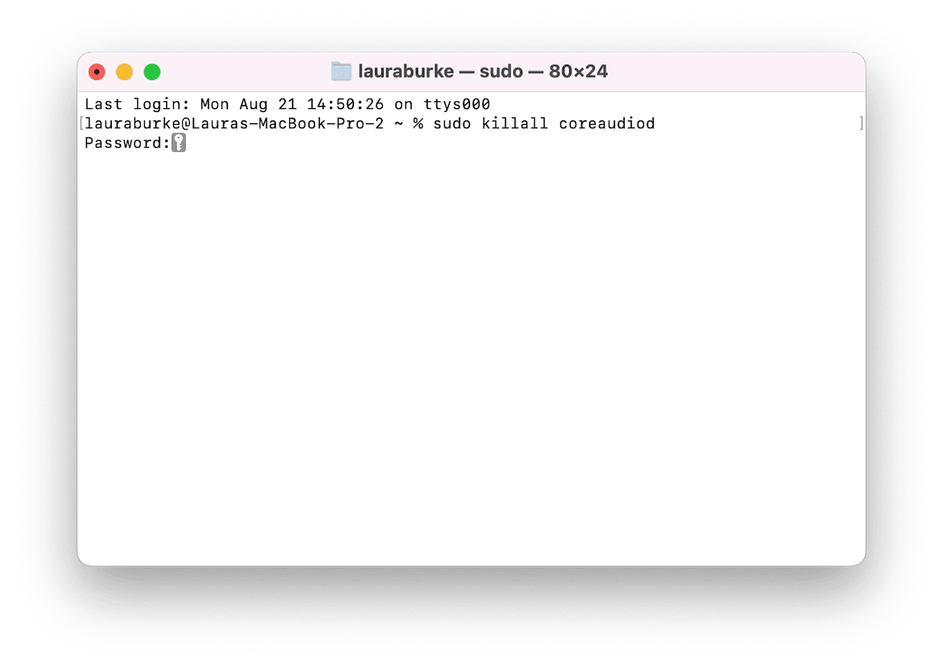 Terminal to kill core audio