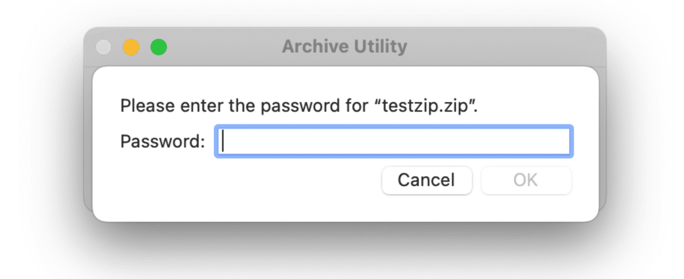 secure password to ZIP file