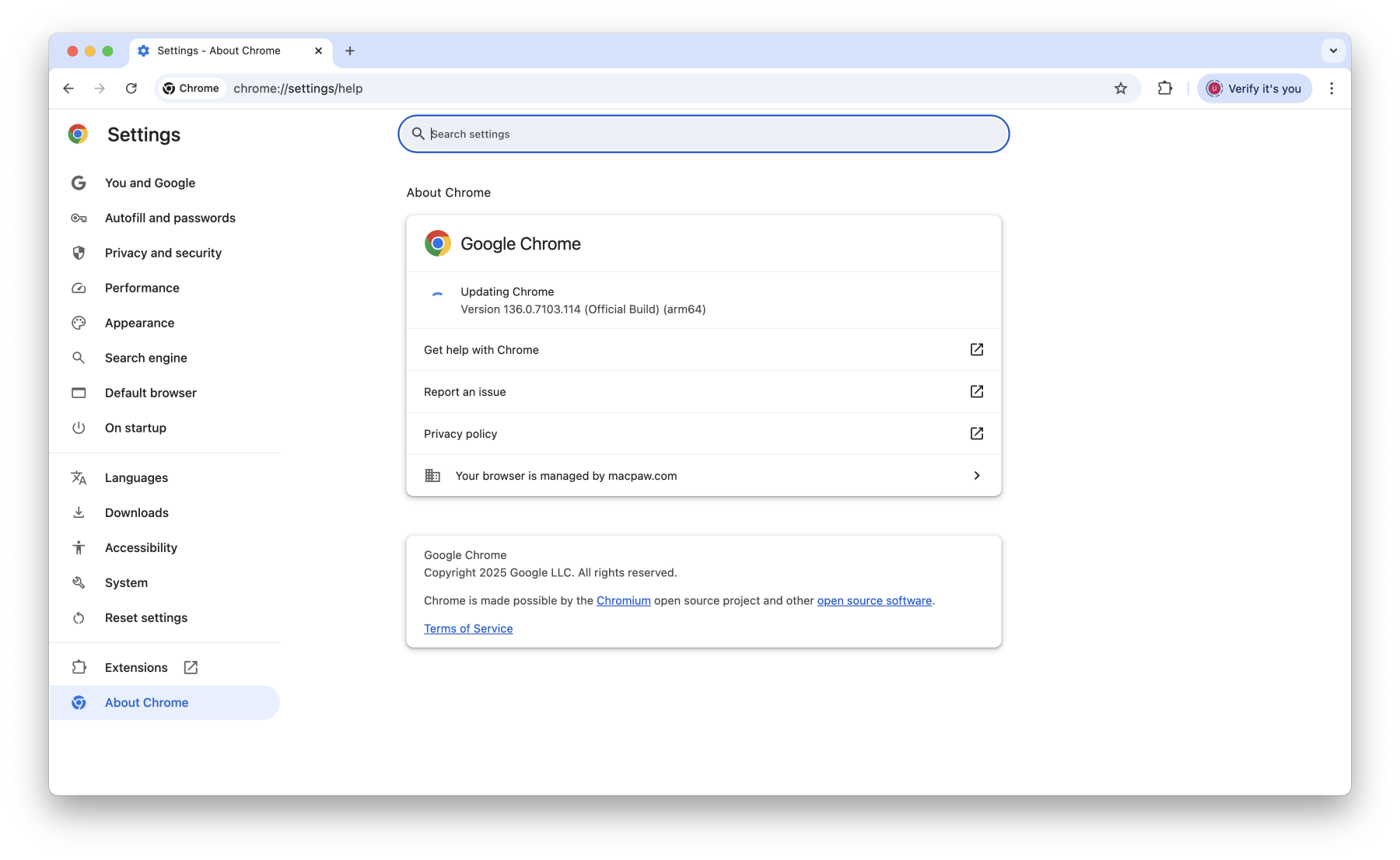 How to update Chrome on Mac