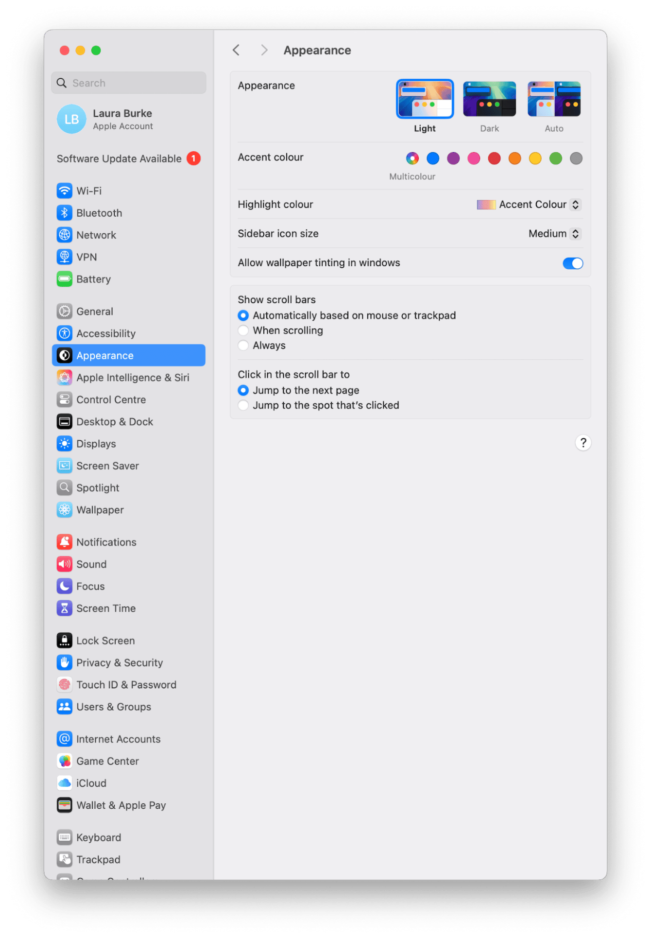 System Settings > Appearance