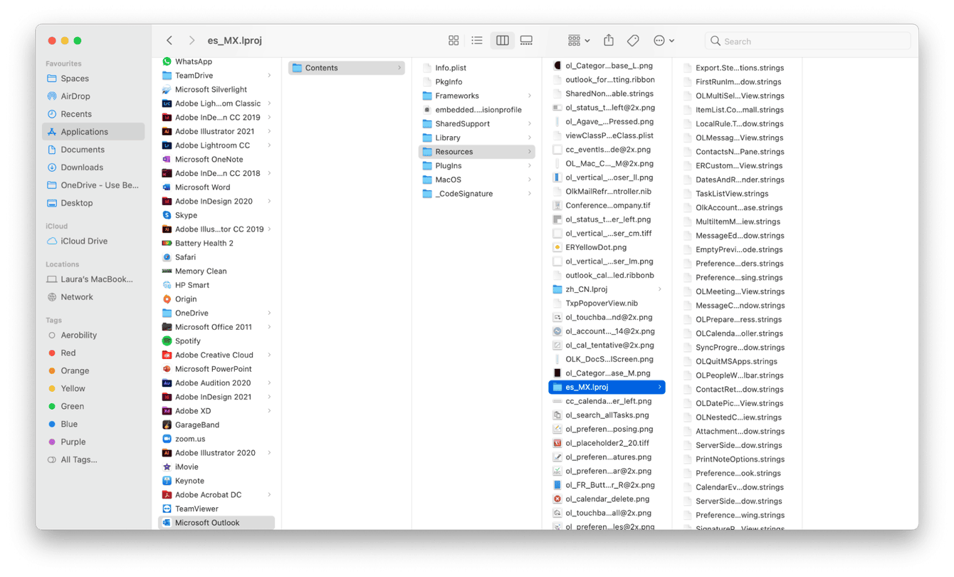 Eliminar archivos de idioma