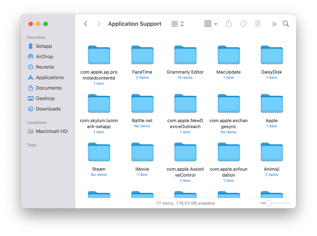 Application support files