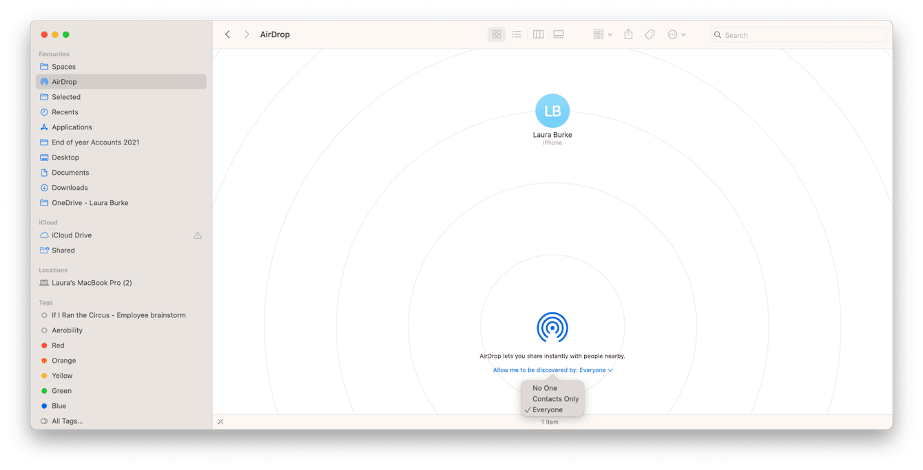 AirDrop settings