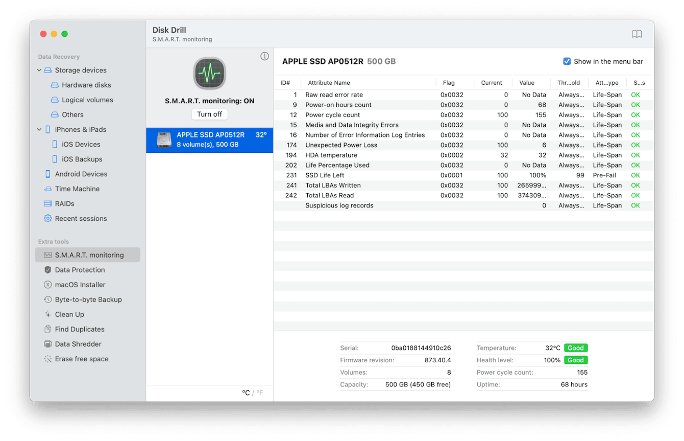 DiskDrill to check hard drive health on device