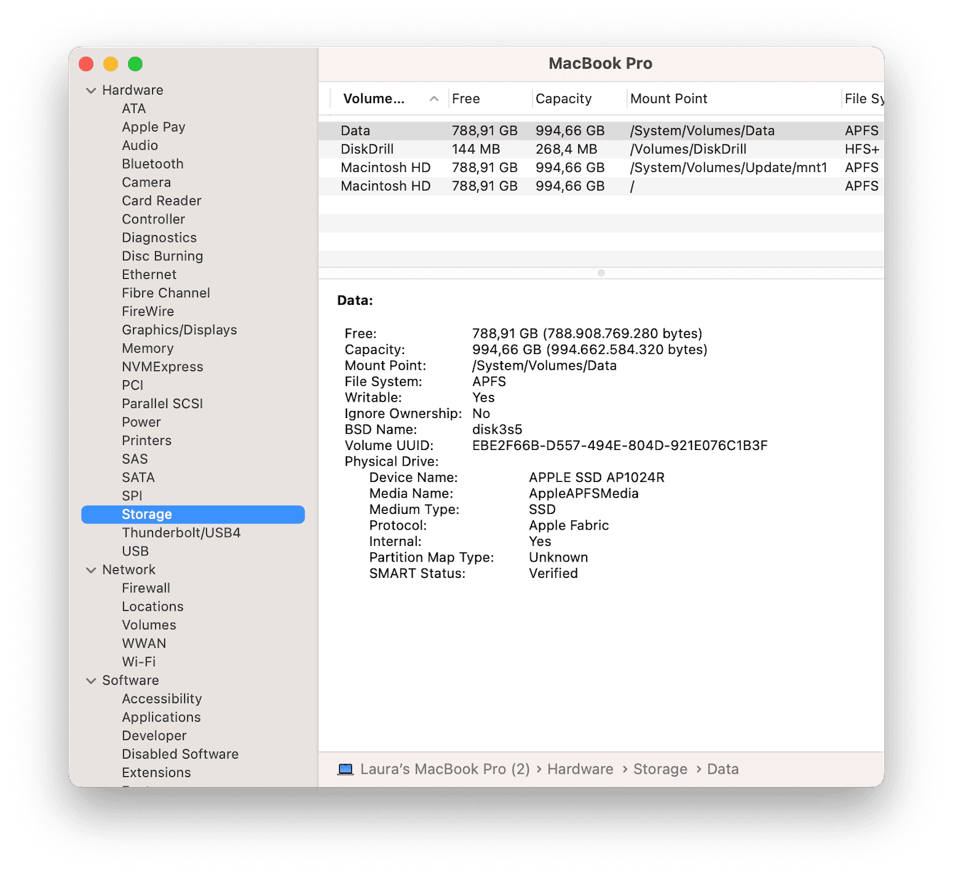 macOS Ventura Storage