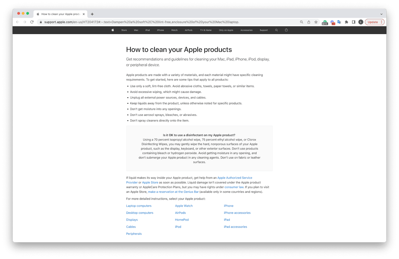 How to clean your Mac screen safely