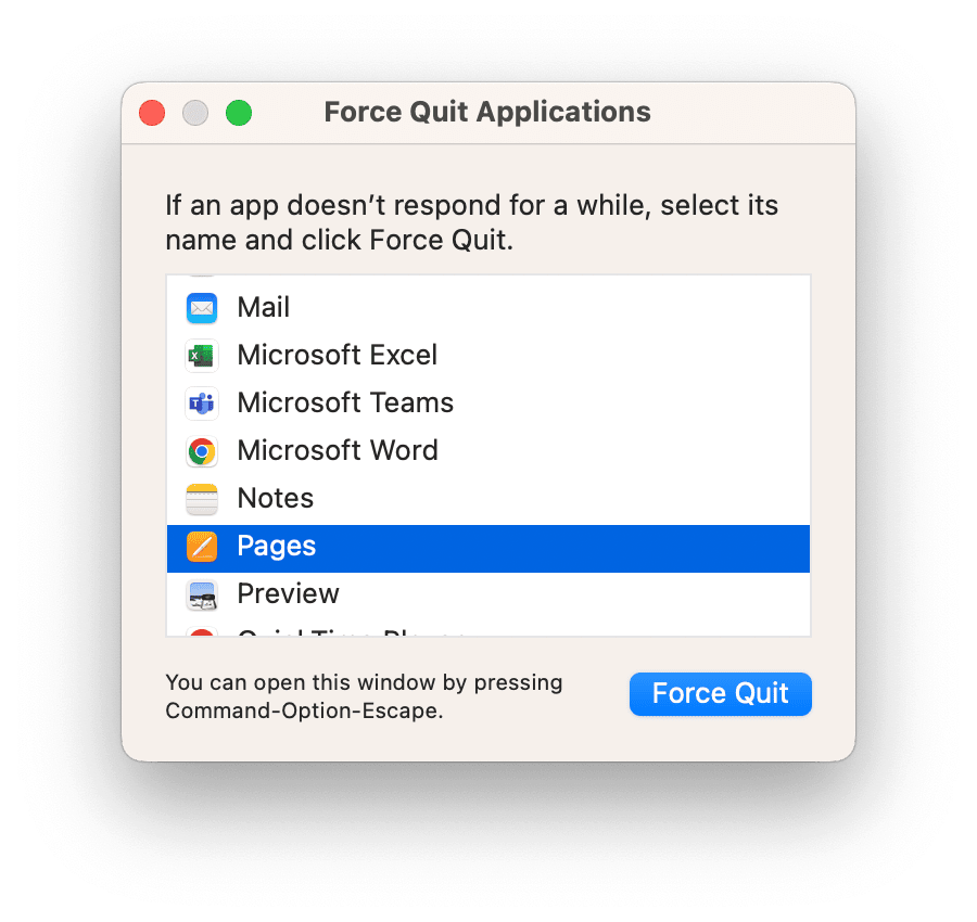 Force Quit Pages
