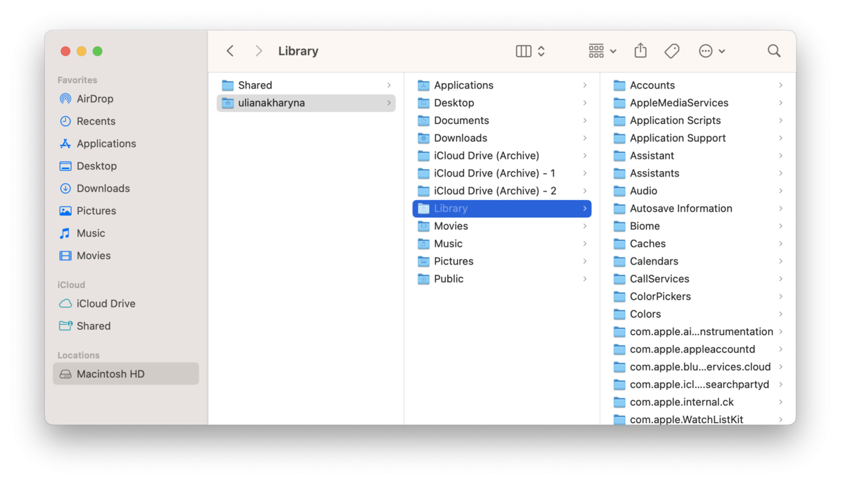 Hidden Library folder