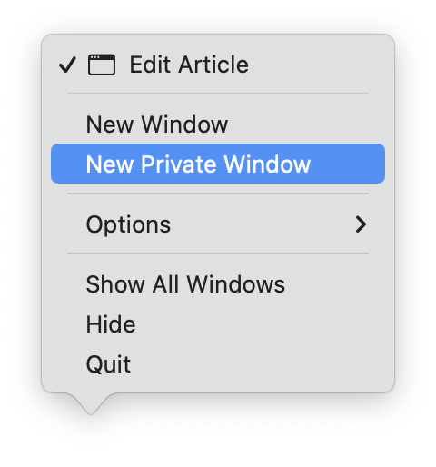 Neues privates Fenster