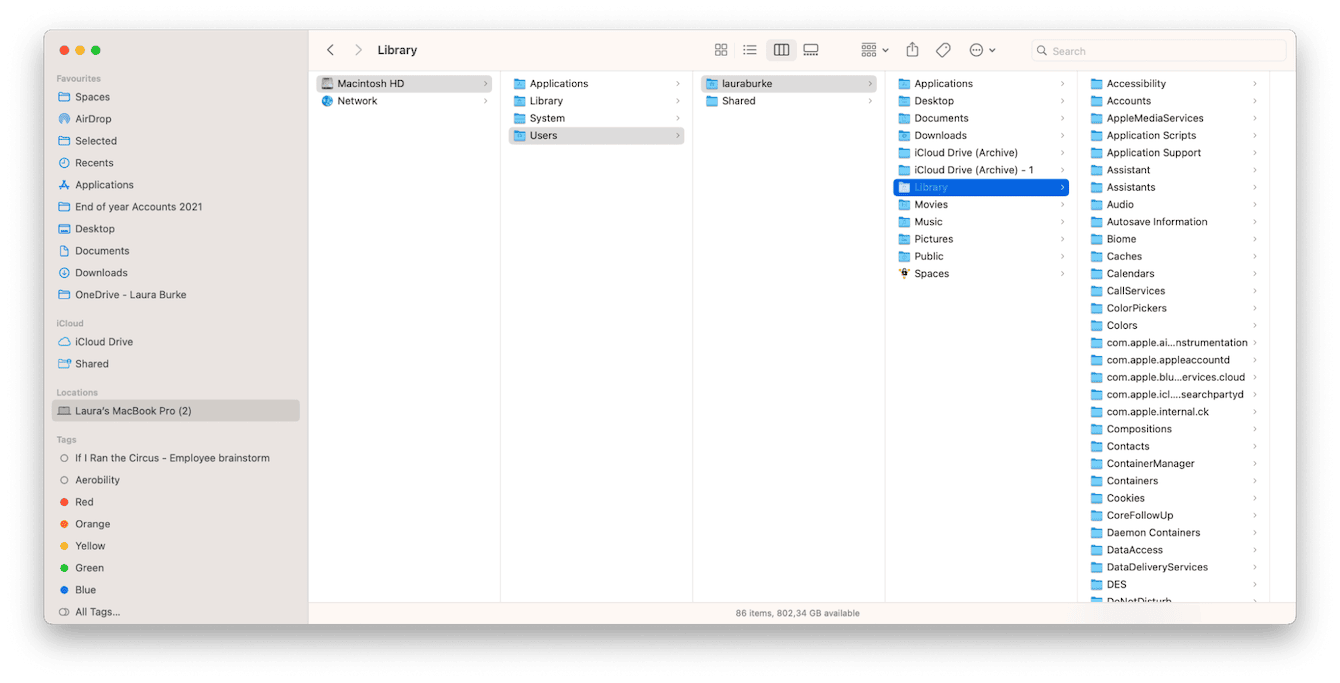 Library folder on a Mac