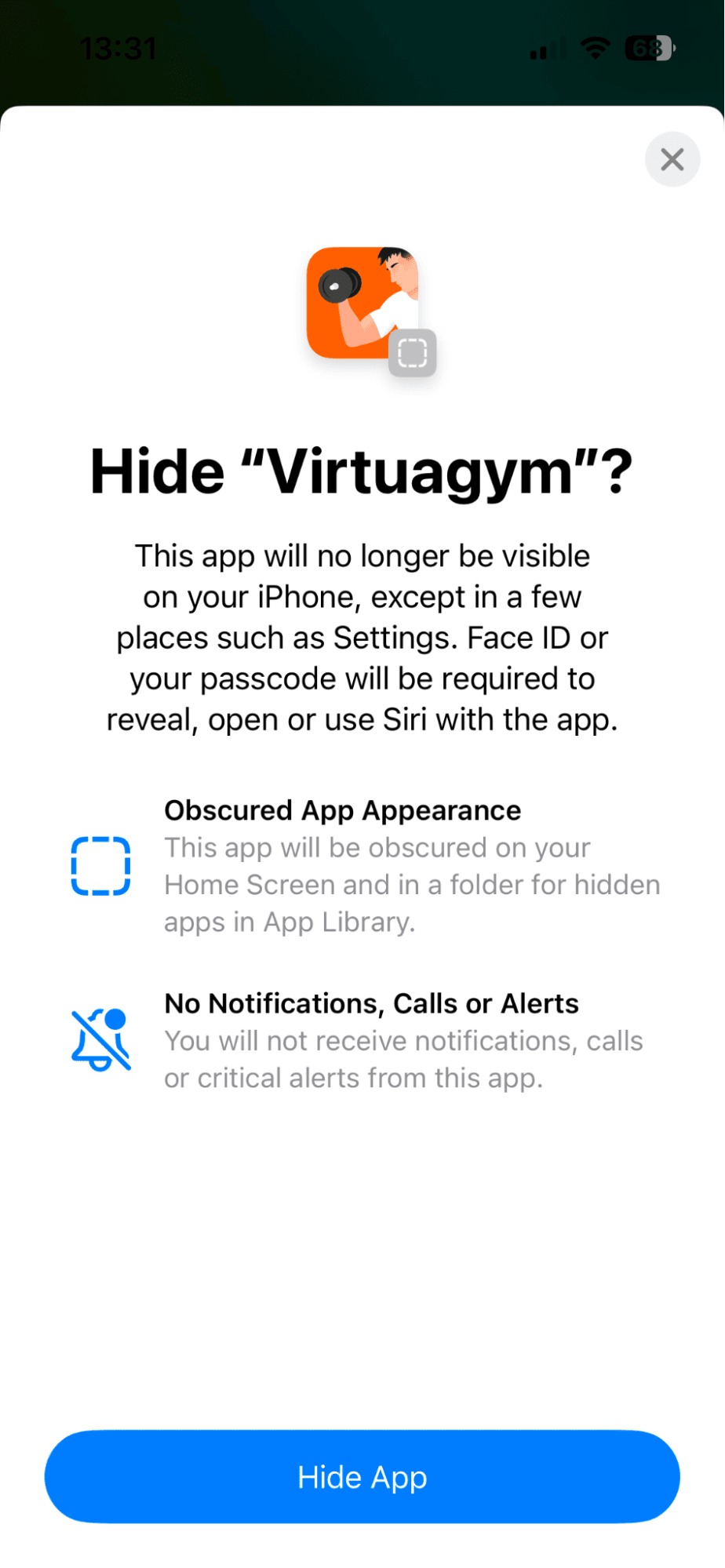 Hide App feature