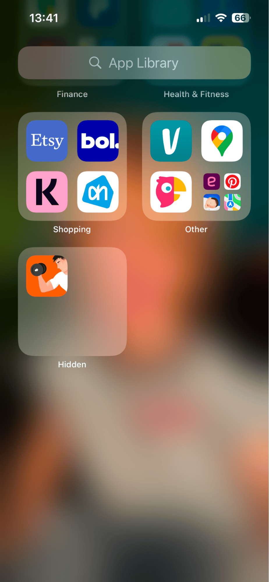 App Library on iPhone with Hidden apps