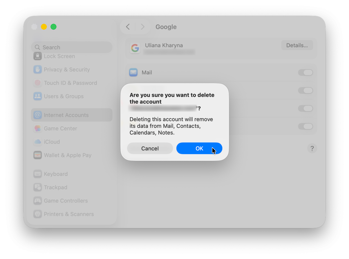 How to delete a mail account on Mac
