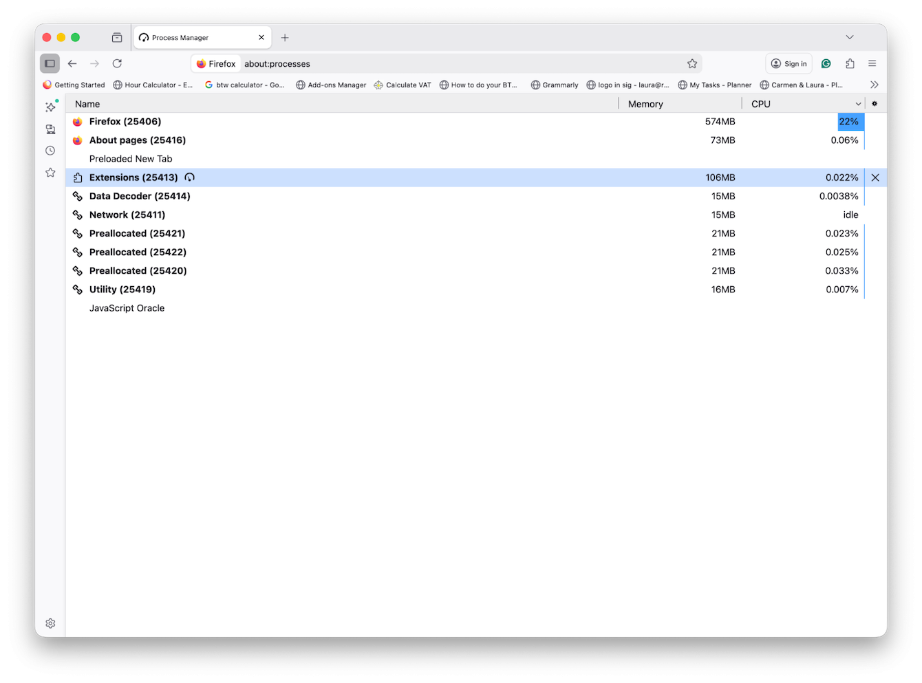 Firefox browser management