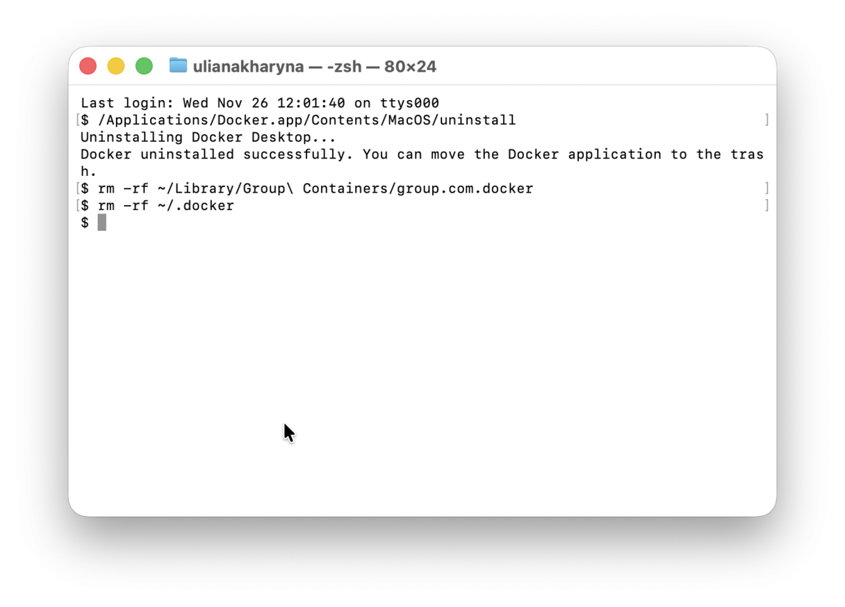 How to uninstall Docker via Terminal