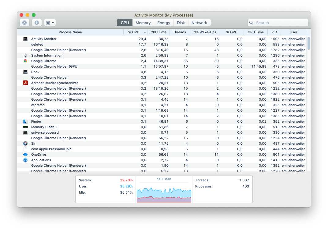 Activity monitor on Mac