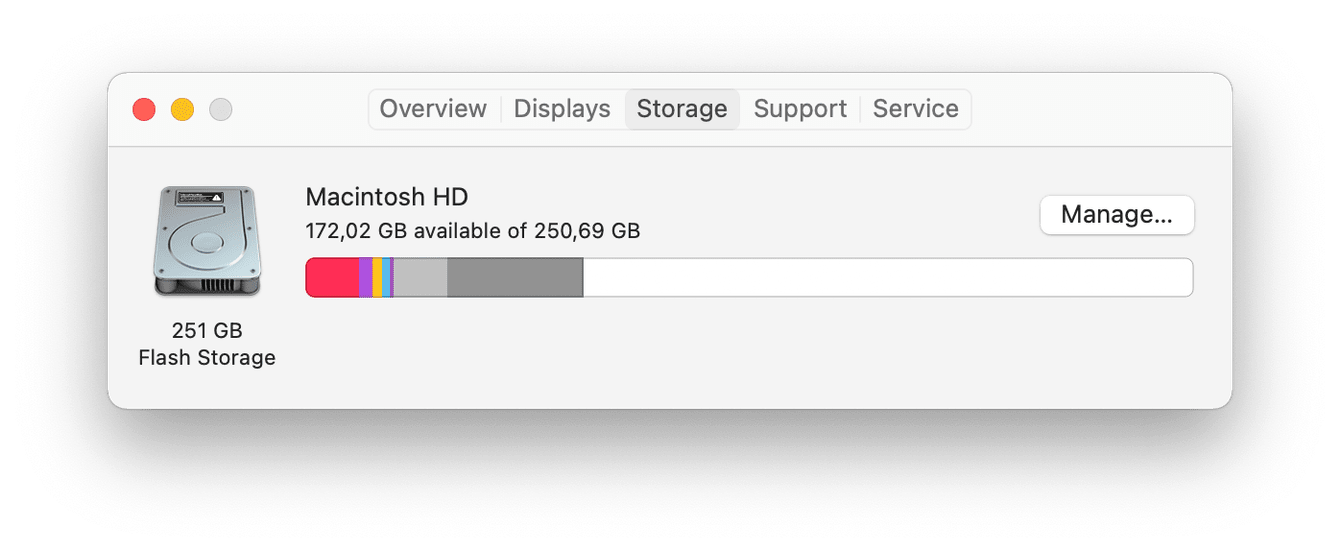 Mac storage information