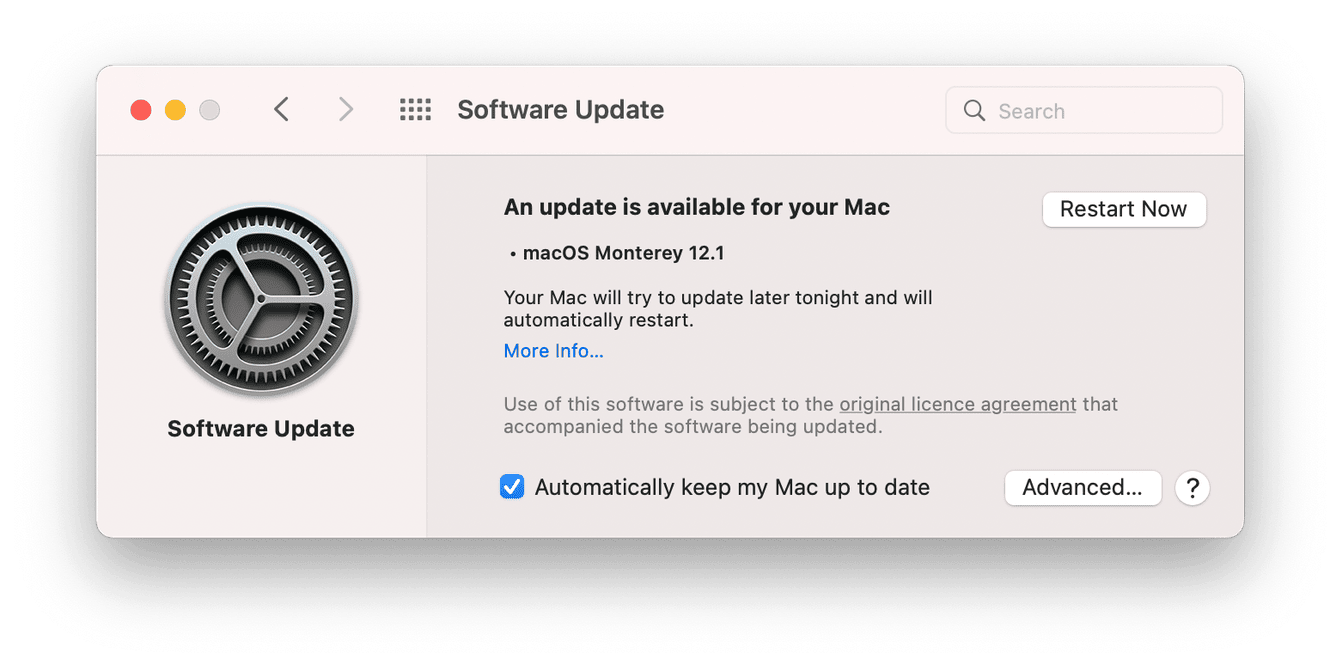 Mac software update window
