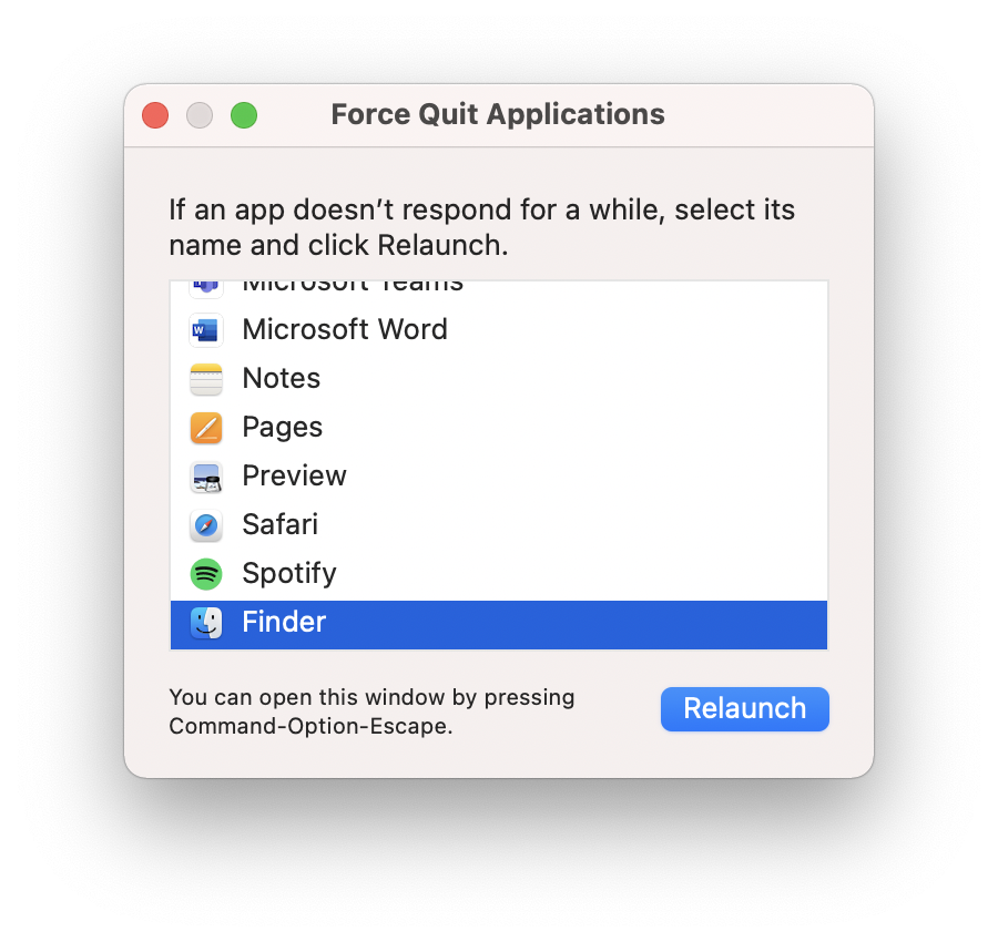 Force quit apps