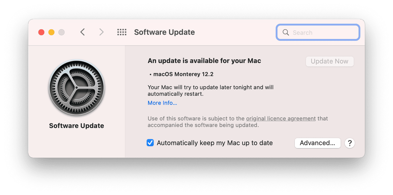 Software update window