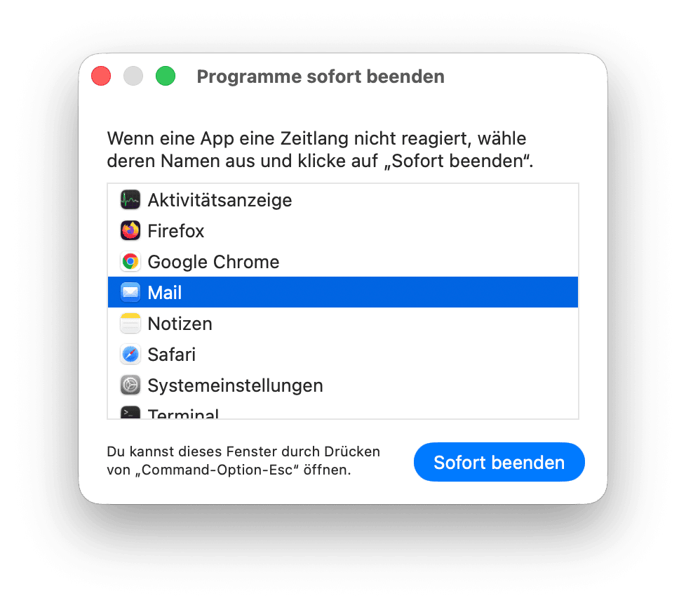 Starten Sie die Mail-App und Ihren Mac neu