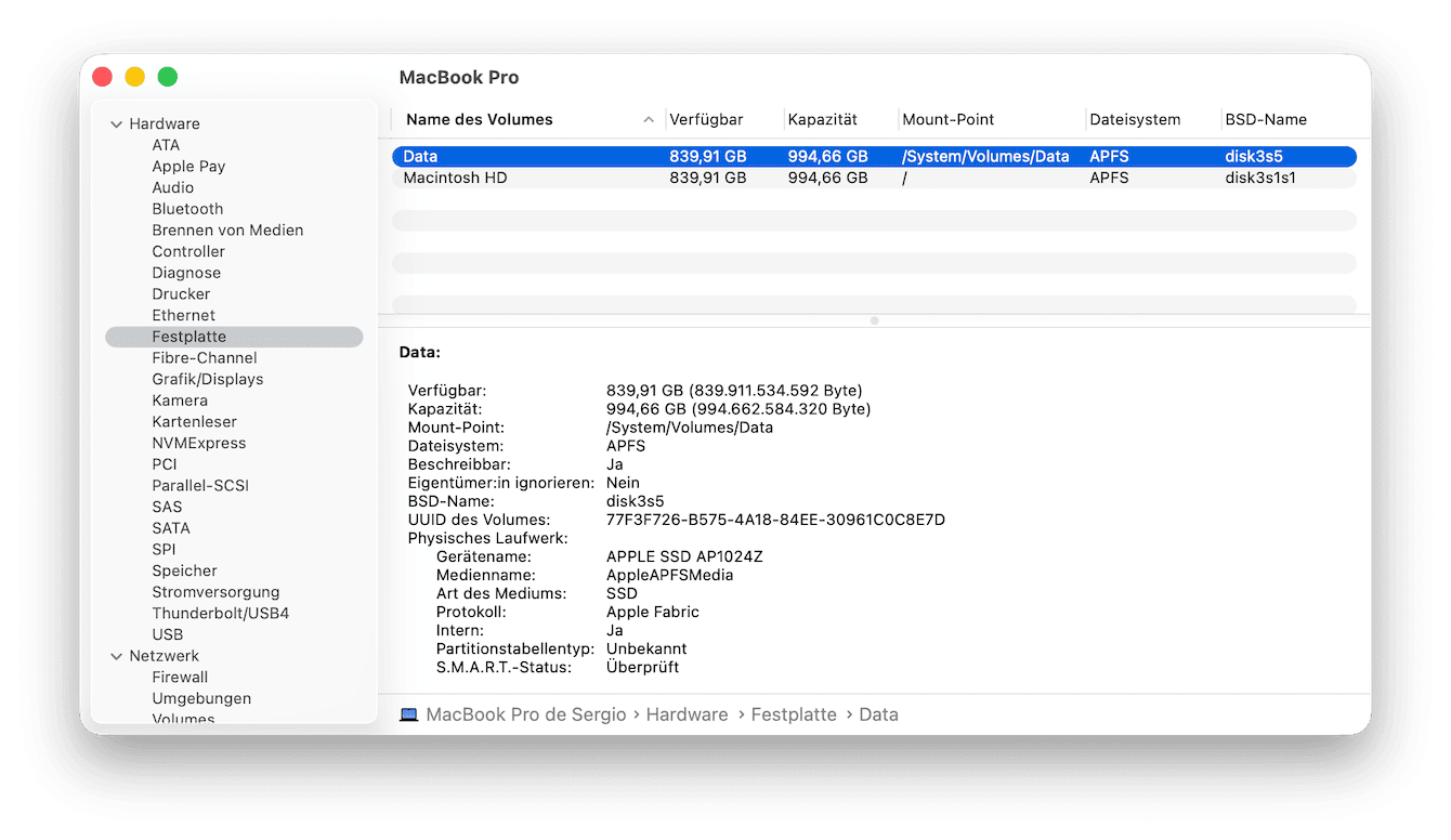 Halten Sie auf Ihrem Mac die Alt-Taste gedr&uuml;ckt