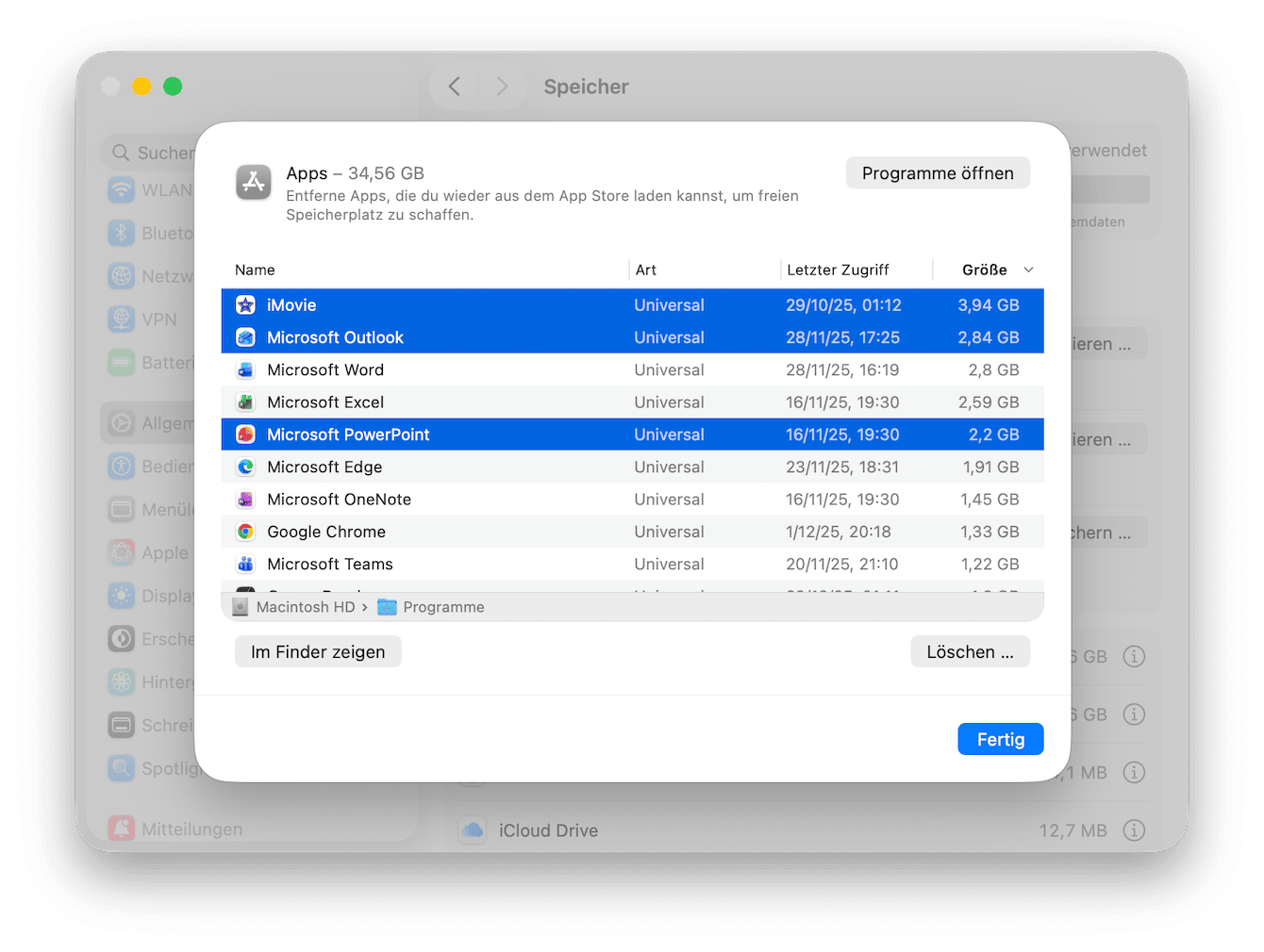 Nicht verwendete Programme deinstallieren