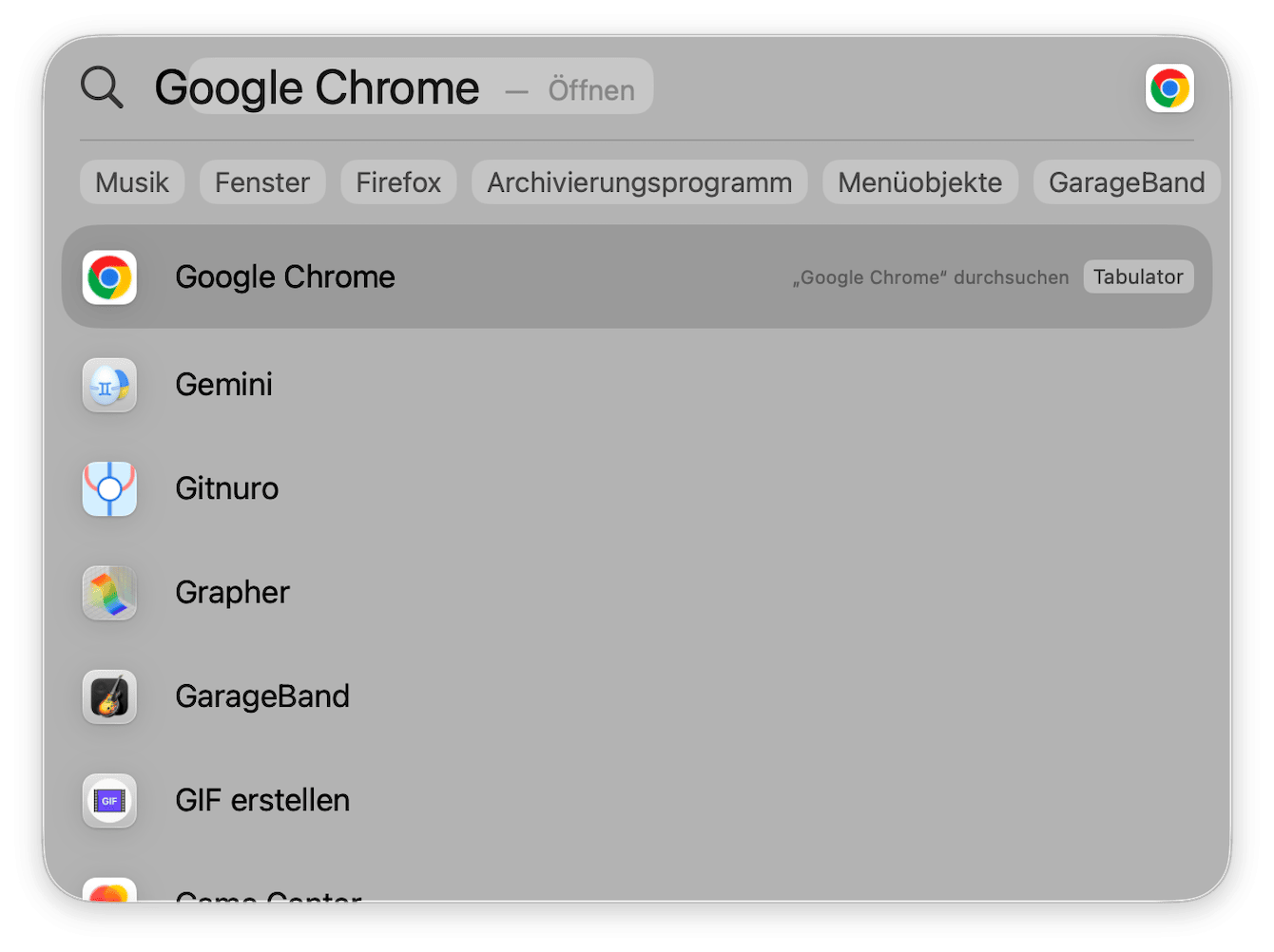 Drücken Sie einfach die Tastenkombination „Befehlstaste-Leertaste“ auf Ihrer Tastatur und beginnen Sie mit der Eingabe des gesuchten Begriffs