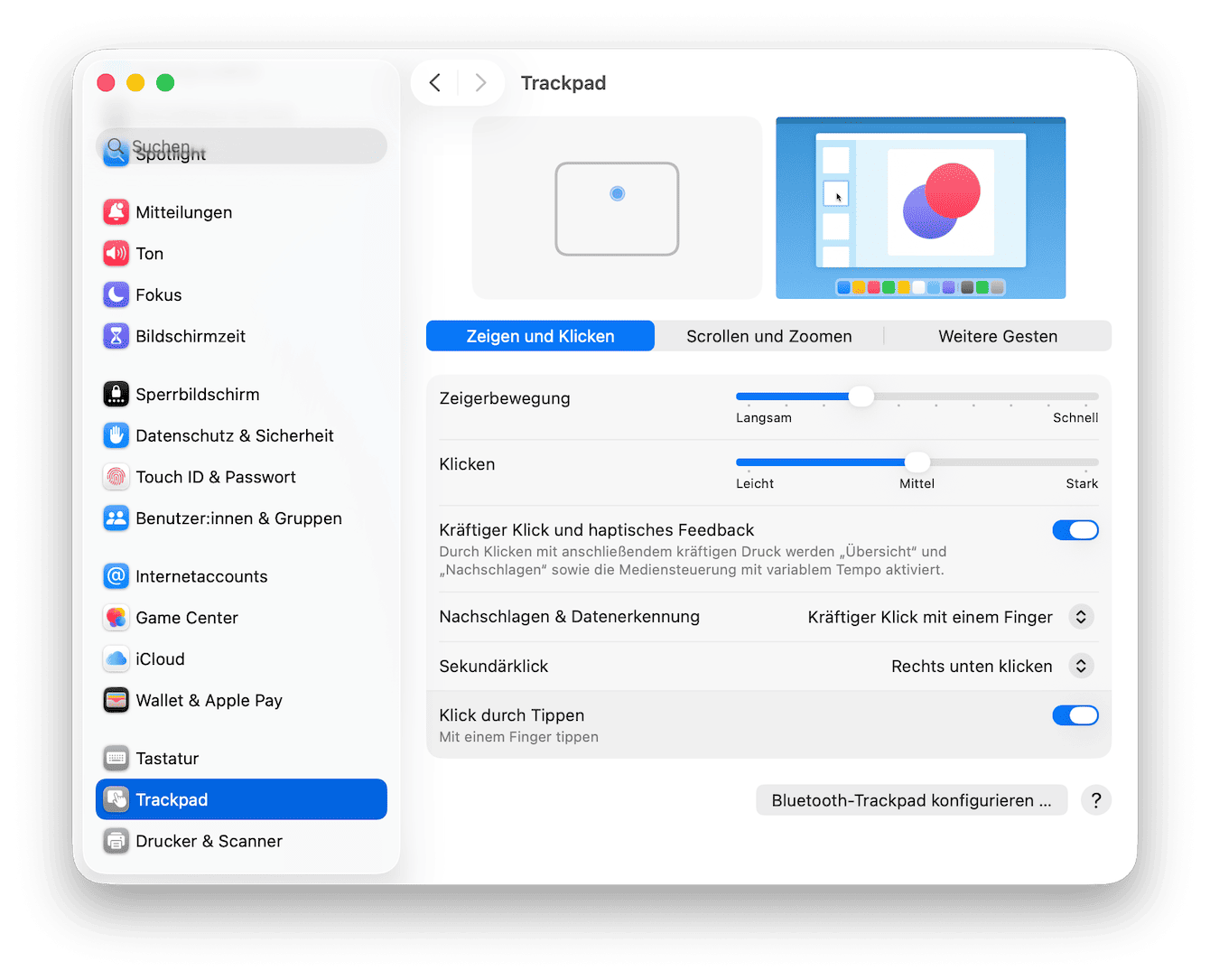 &Ouml;ffne das Apple-Men&uuml; > Systemeinstellungen > Trackpad
