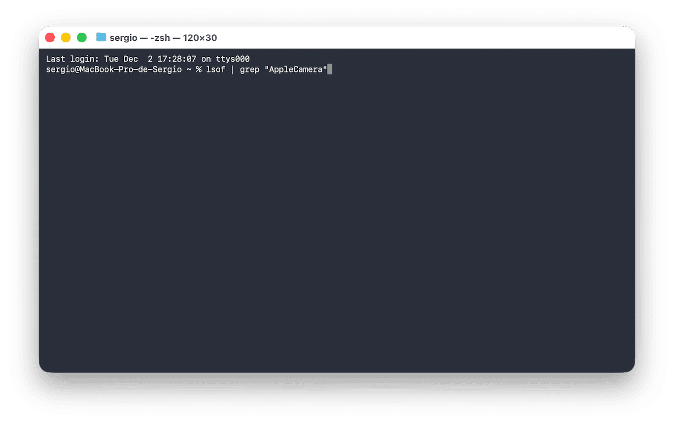 Verwenden Sie Terminal, um den Webcam-Verlauf zu überprüfen
