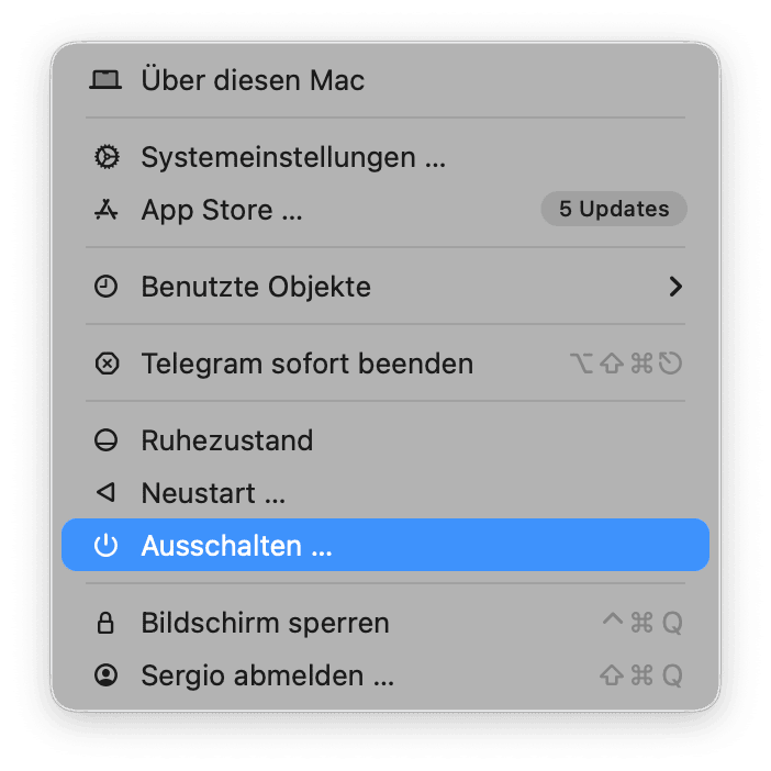 Fahren Sie Ihren Mac ordnungsgem&auml;&szlig; herunter