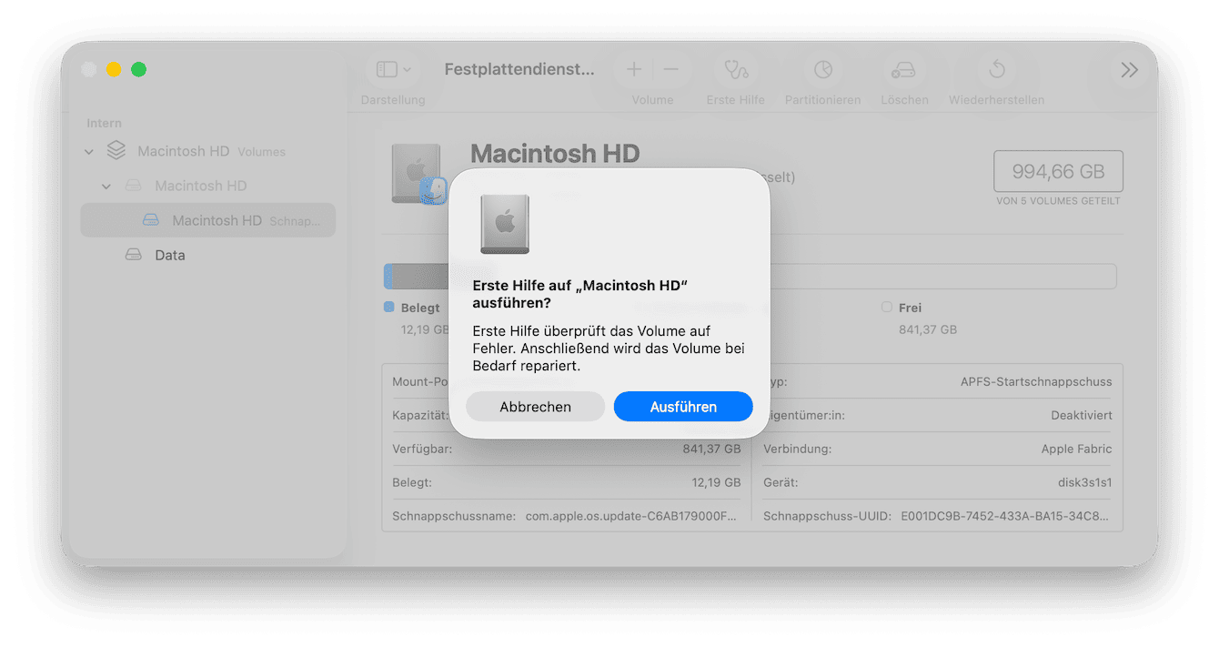 Nutzen Sie das Festplattendienstprogramm