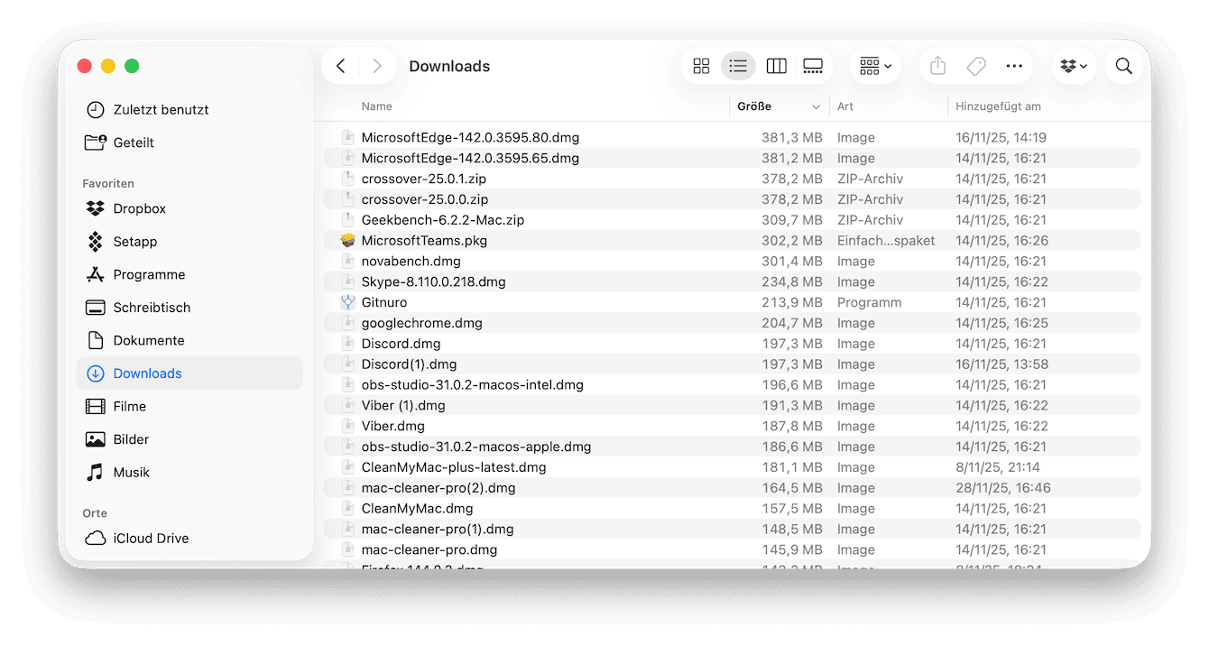 Downloads-Ordner überprüfen