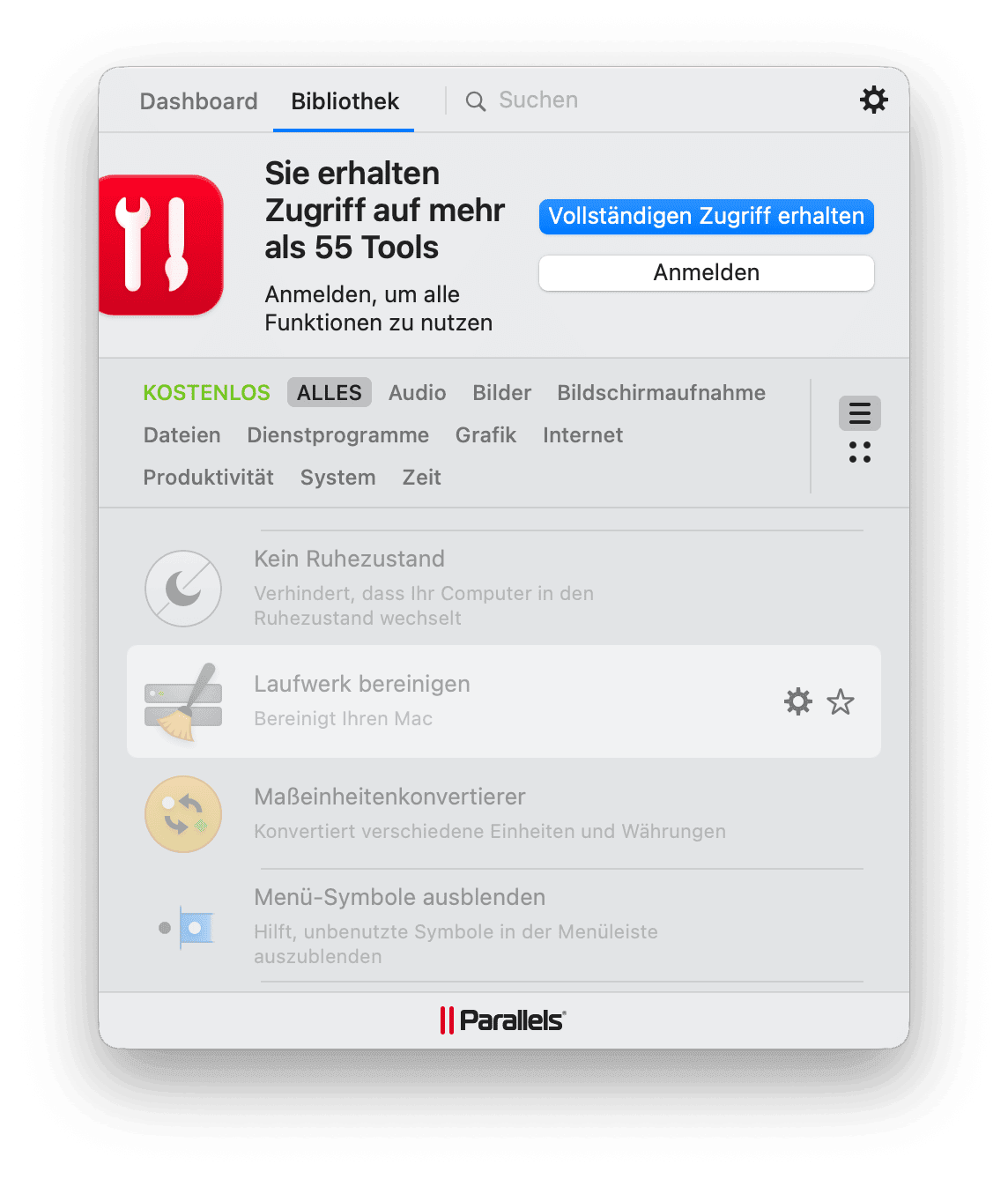 Parallels Toolbox tool