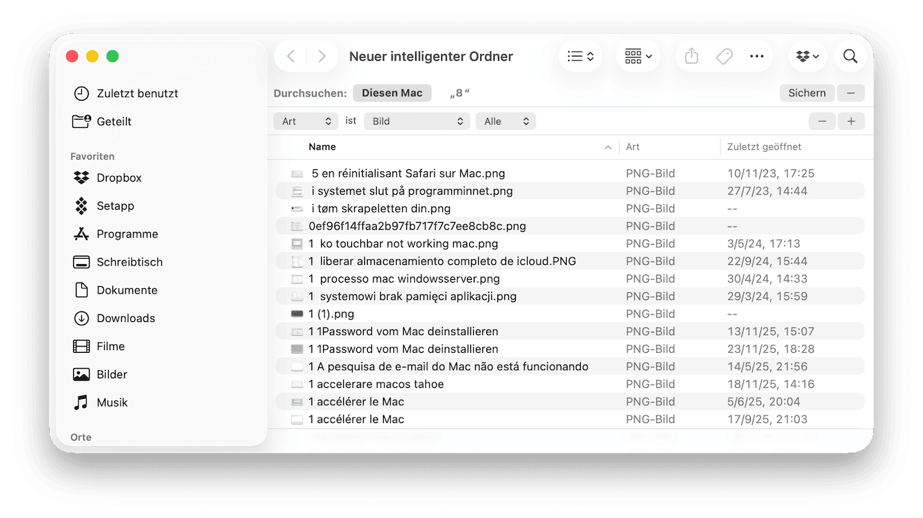 Doppelte Fotos über den Finder löschen