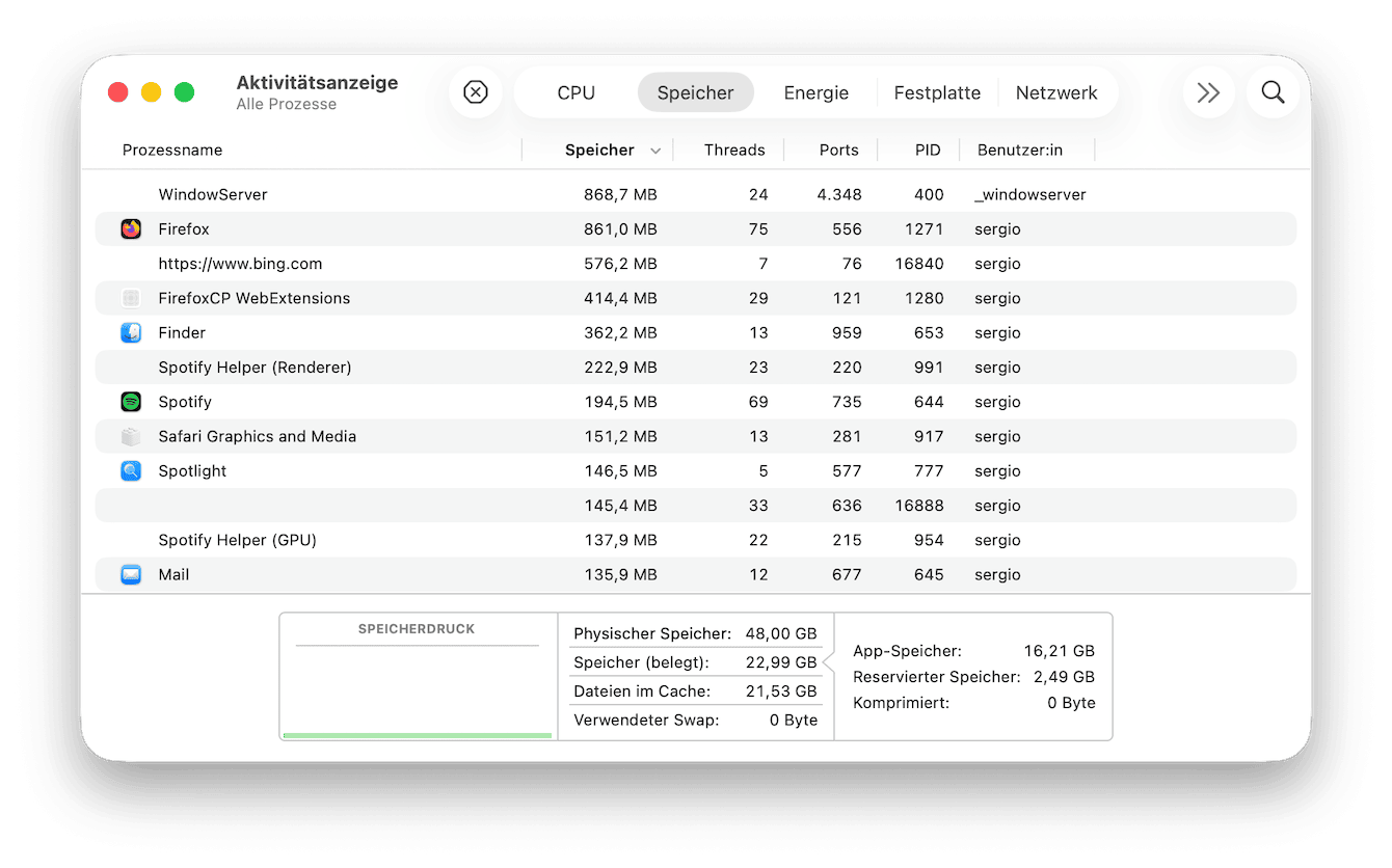 Gehe Sie zu Programme > Dienstprogramme > Aktivitätsanzeige
