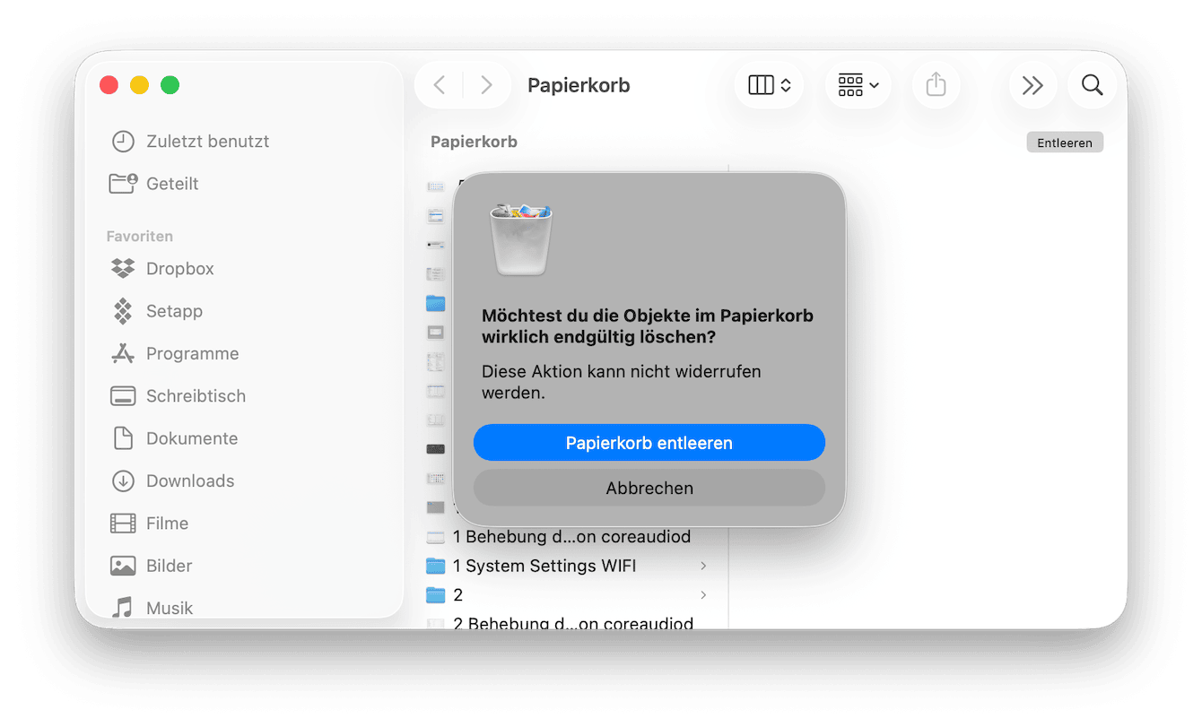 Entleeren Sie den Papierkorb