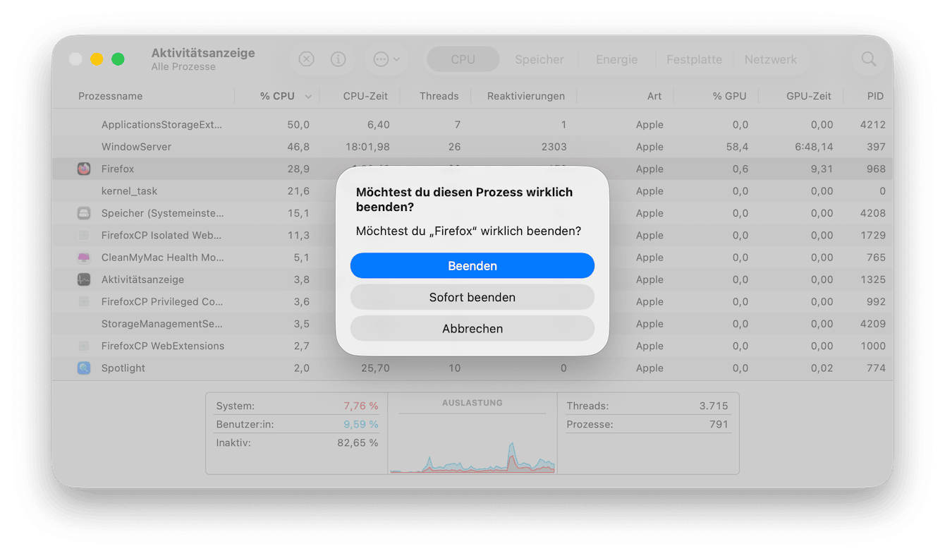 Nach nicht reagierenden Programmen suchen